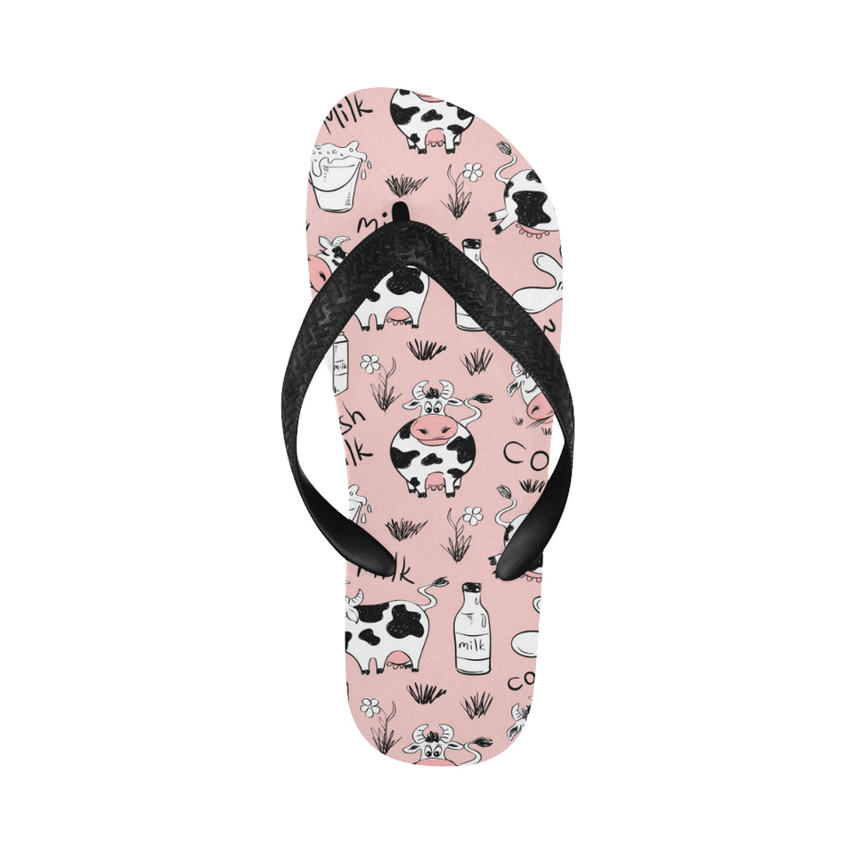 Cows milk product pink background Unisex Flip Flops