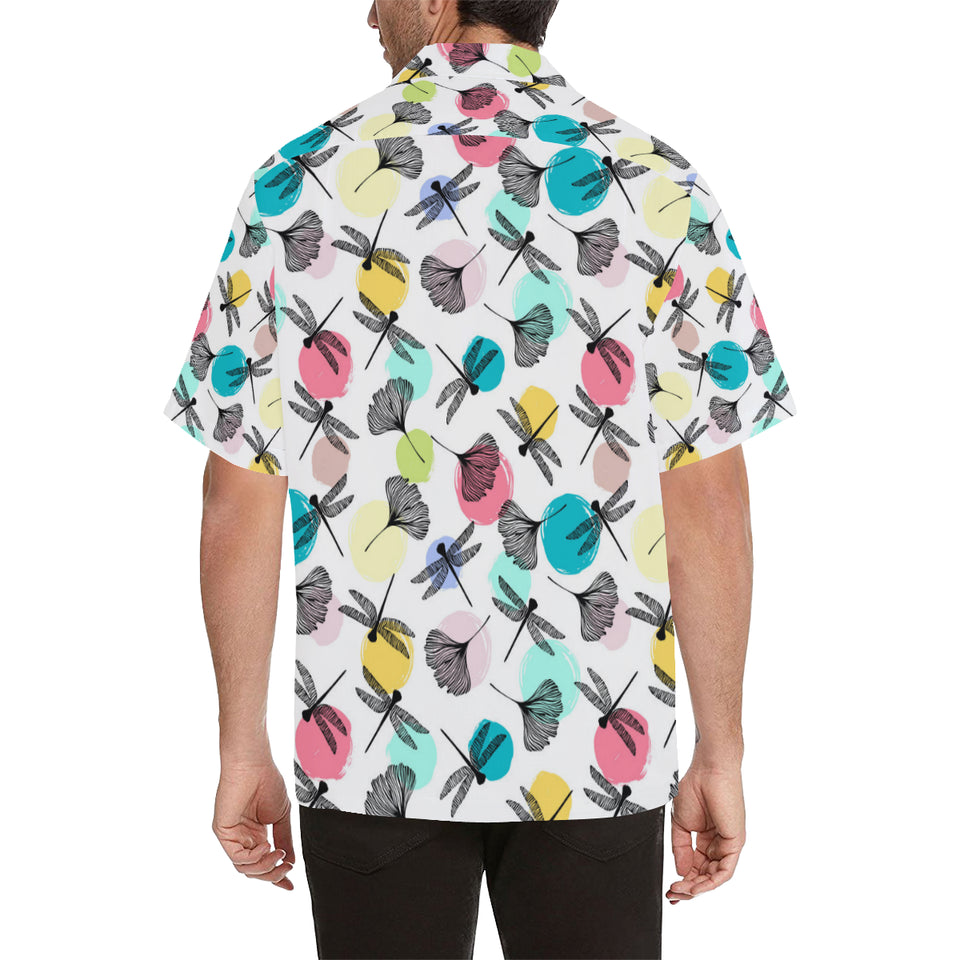 Dragonflies ginkgo leaves pattern Men's All Over Print Hawaiian Shirt
