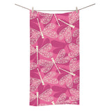 Beautiful dragonfly pink background Bath Towel