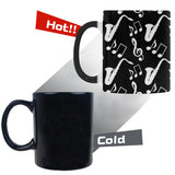 Saxophone music notes treble clef black white them Morphing Mug Heat Changing Mug