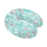 Cute koalas blue background pattern U-Shaped Travel Neck Pillow