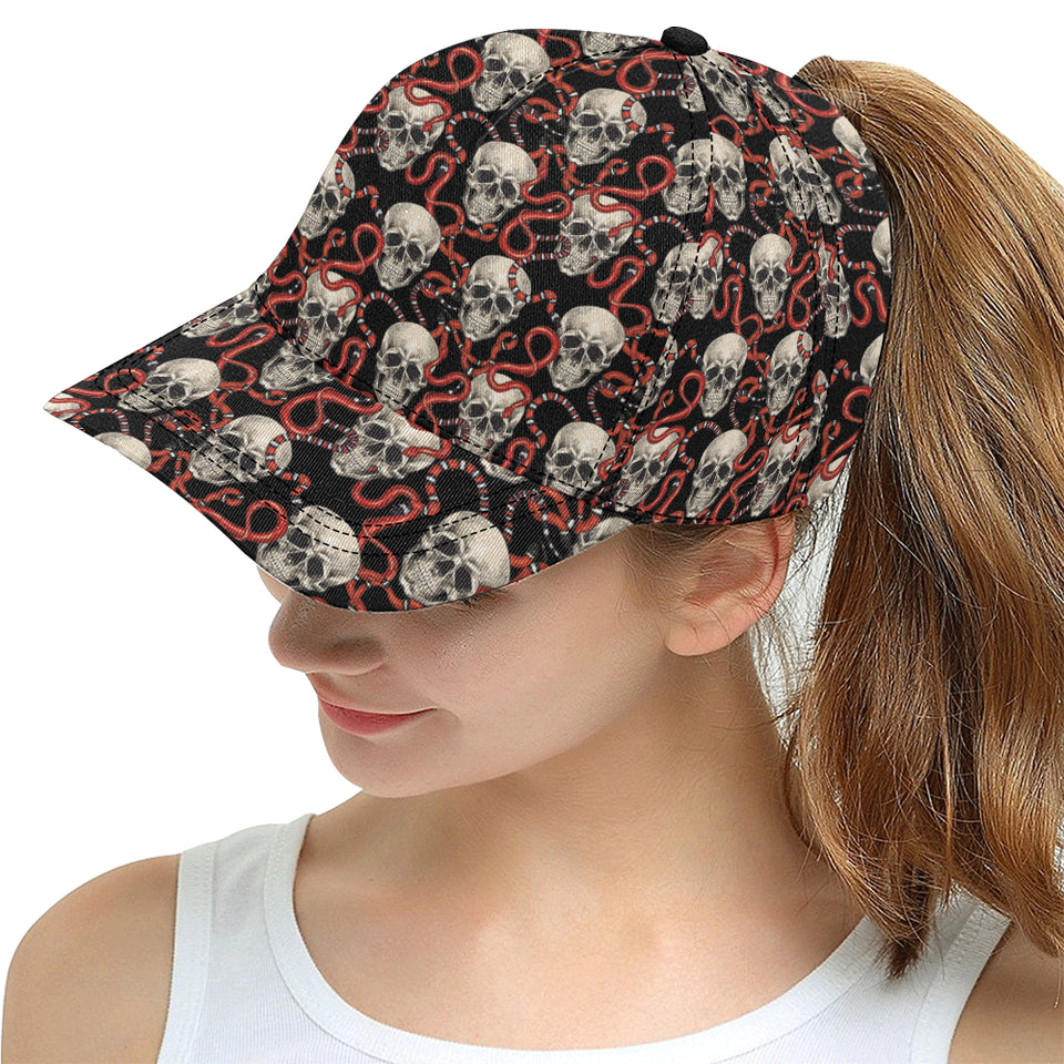 Red snake skull pattern All Over Print Snapback Cap