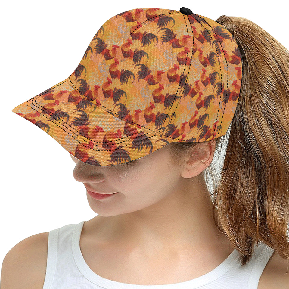 red rooster chicken cock pattern All Over Print Snapback Cap