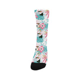Toucan tropical flower leave pattern Crew Socks
