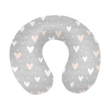 Heart pattern gray background U-Shaped Travel Neck Pillow