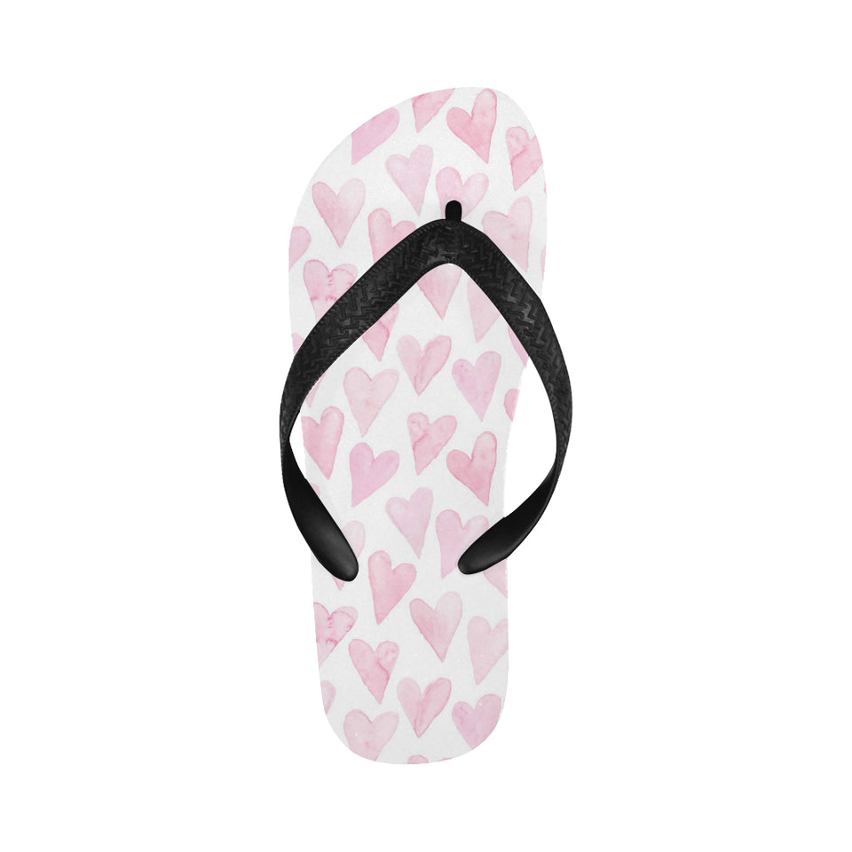 Watercolor pink heart pattern Unisex Flip Flops