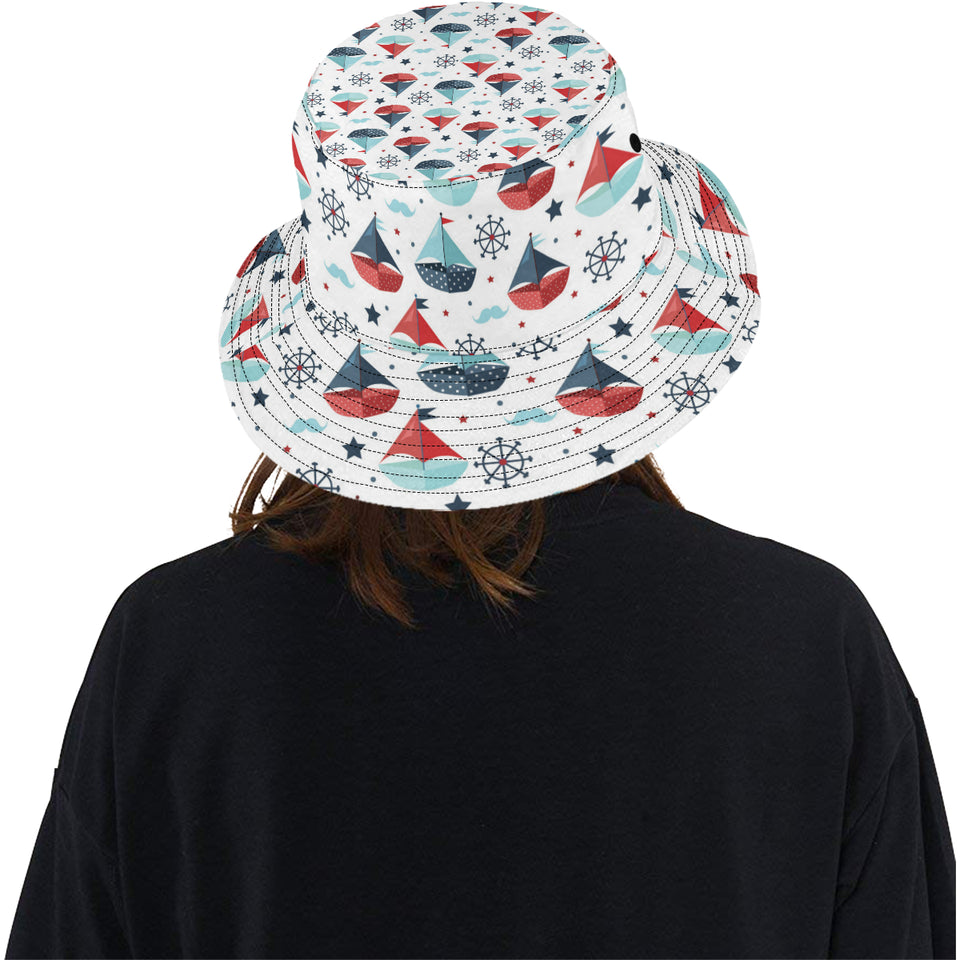 Cute color paper sailboat pattern Unisex Bucket Hat