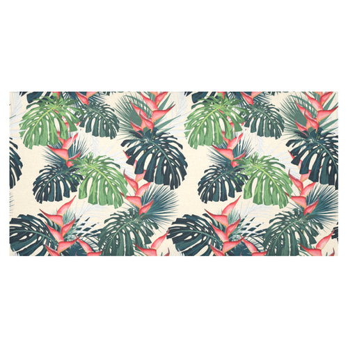heliconia flowers, palm and monstera leaves Tablecloth
