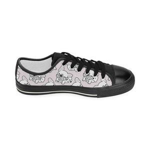 Cute french bulldog pattern Kids' Boys' Girls' Low Top Canvas Shoes Black