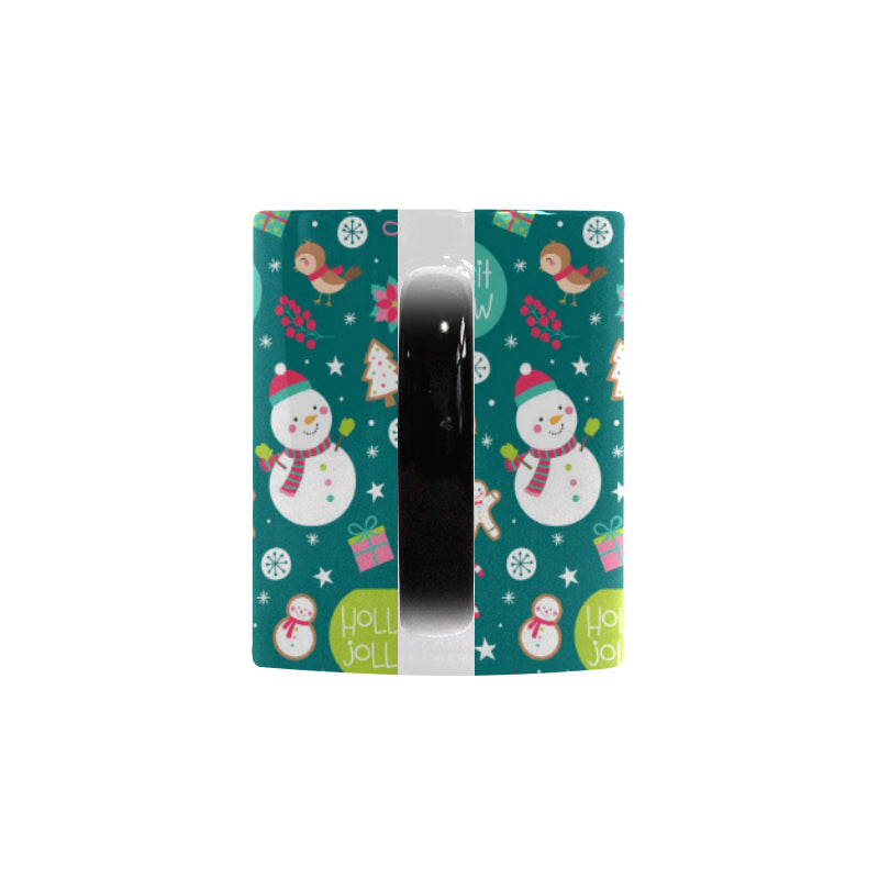Snowman bird decorative elements christmas pattern Morphing Mug Heat Changing Mug