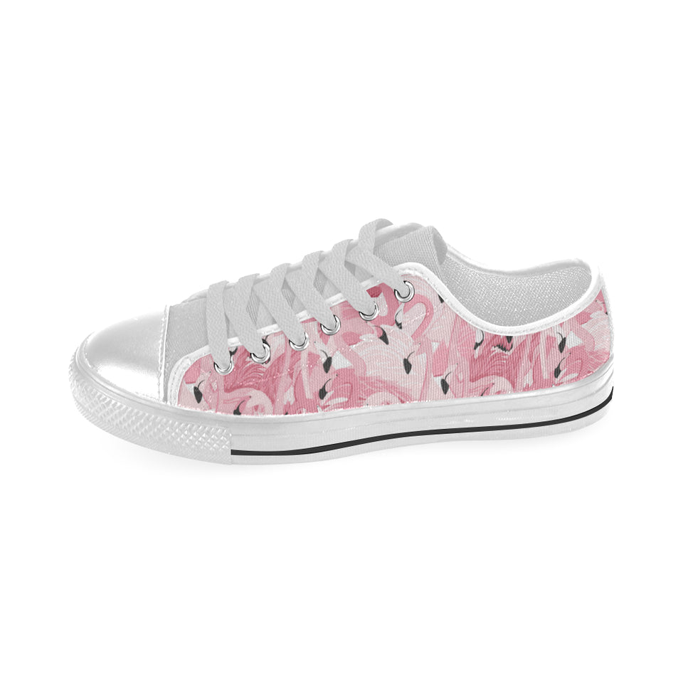 Pink flamingos pattern background Men's Low Top Shoes White
