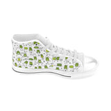 Sketch funny frog pattern Men's High Top Canvas Shoes White