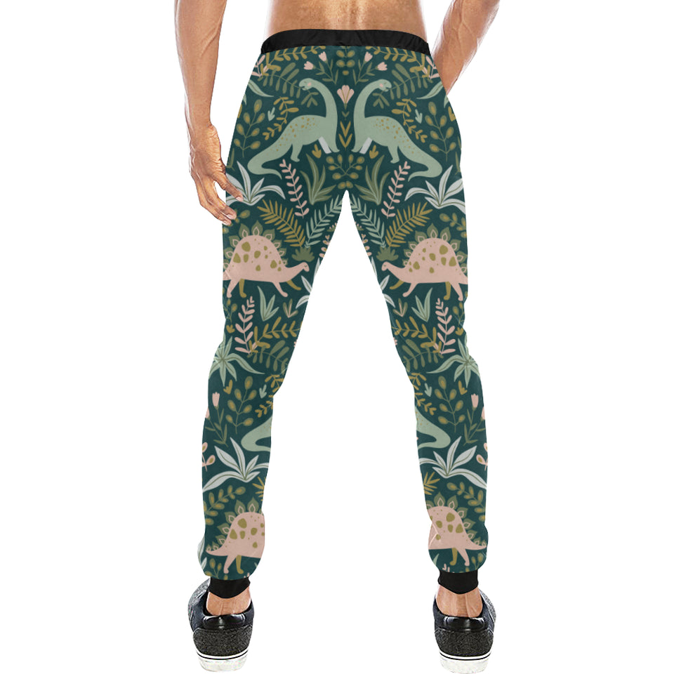 dinosaurs tropical leaves flower pattern Unisex Casual Sweatpants