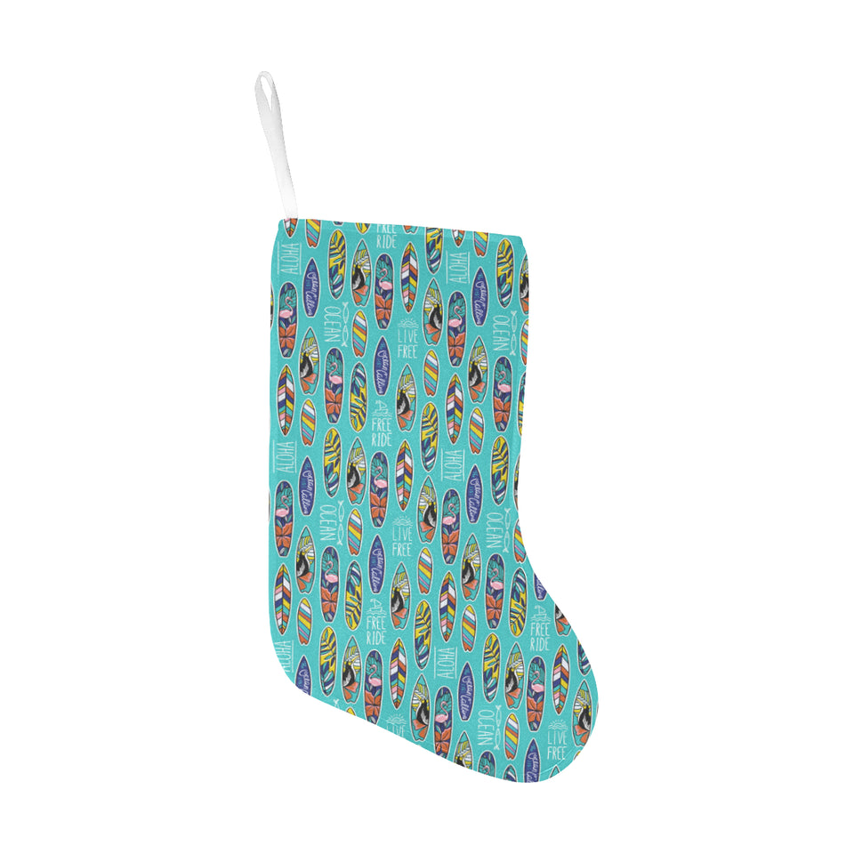 Surfboard Pattern Print Design 05 Christmas Stocking