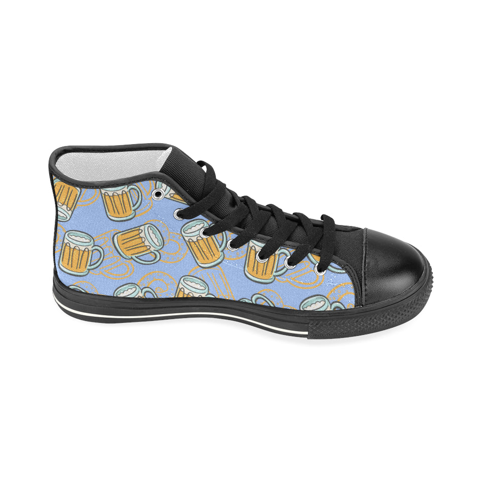 Beer pattern Women's High Top Canvas Canvas Shoes Black