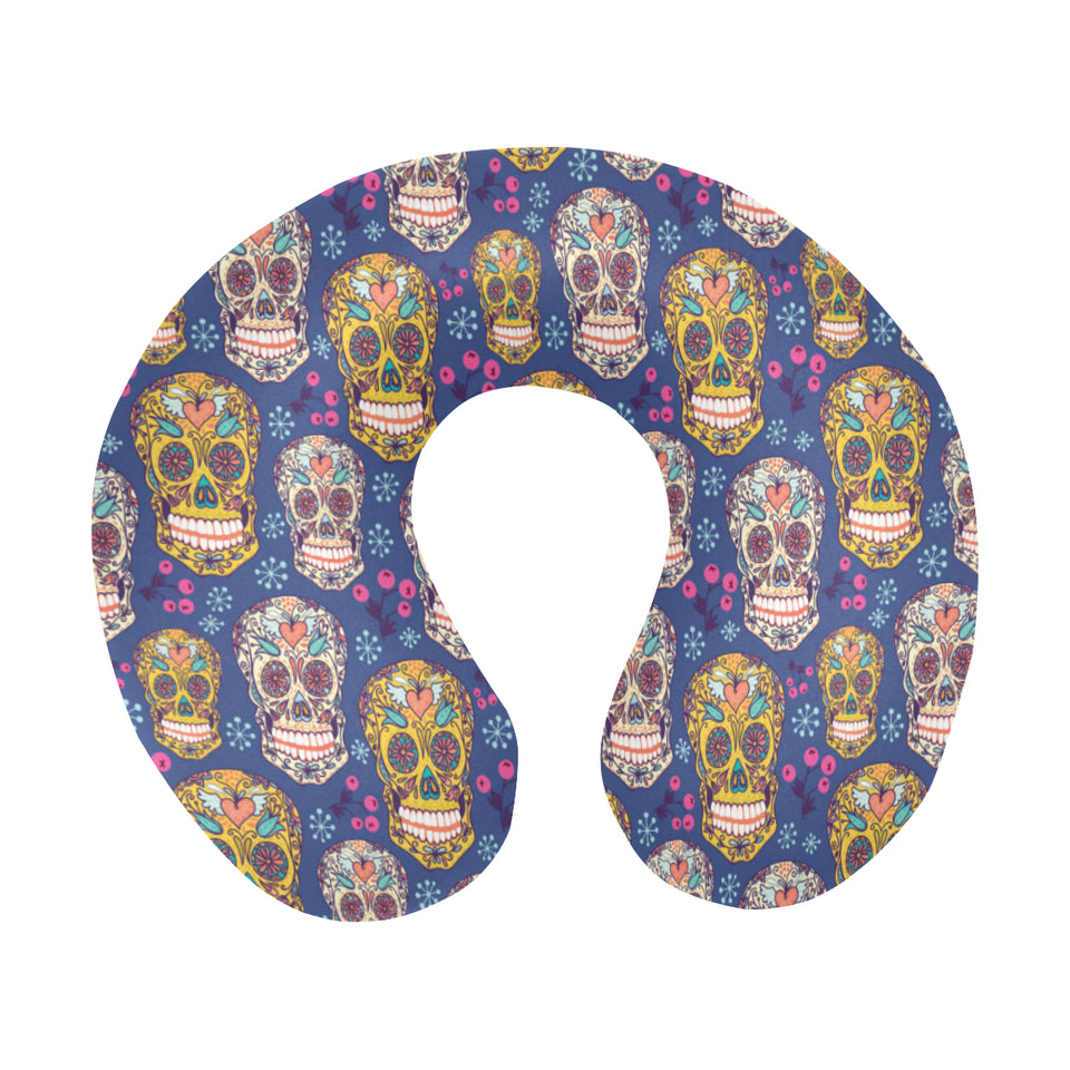 Sugar skull flower pattern U-Shaped Travel Neck Pillow