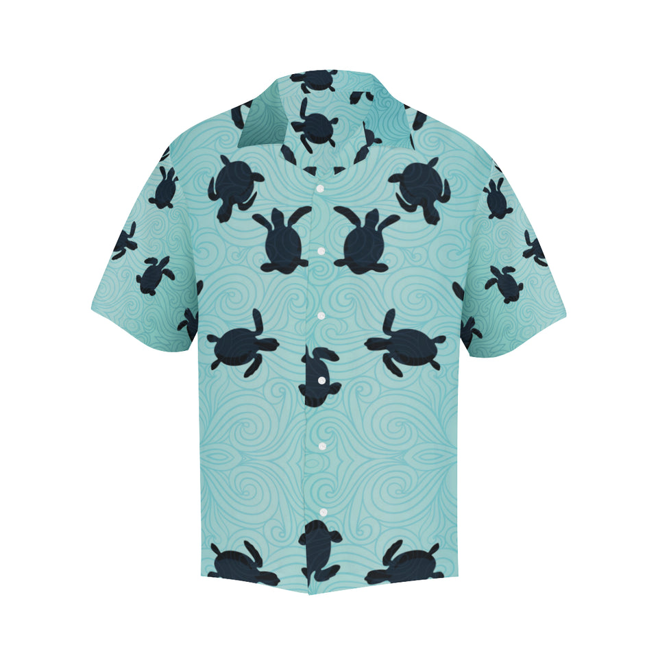 Sea turtle with blue ocean backgroud Men's All Over Print Hawaiian Shirt