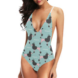 poodle dog green background Women's One-Piece Swimsuit