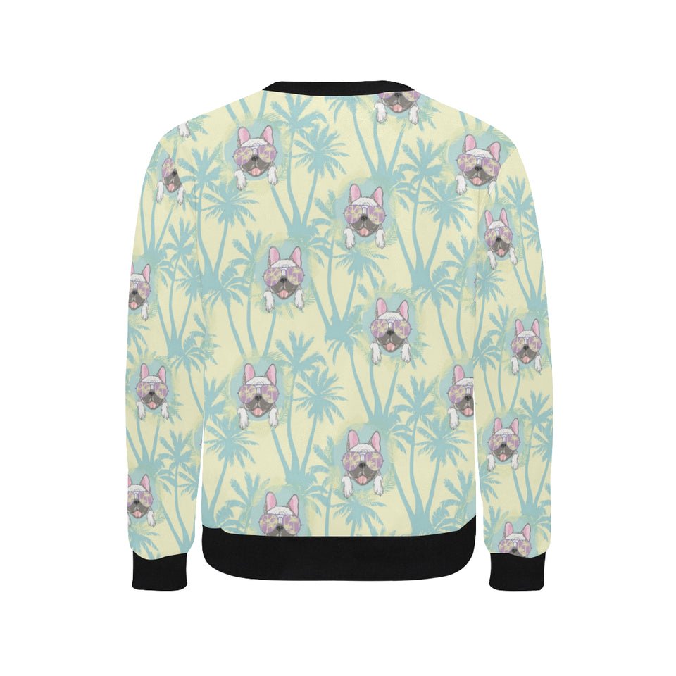 French bulldog hawaii blackground Men's Crew Neck Sweatshirt