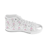 Cute poodle dog star pattern Women's High Top Canvas Shoes White