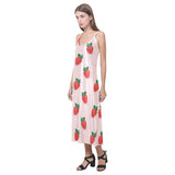 Strawberry beautiful pattern V-Neck Open Fork Long Dress
