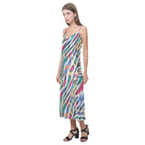 Colorful zebra skin pattern V-Neck Open Fork Long Dress