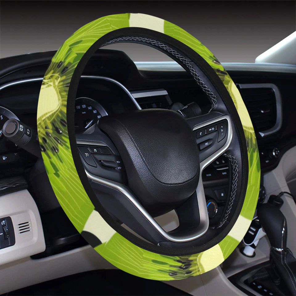 kiwi black dot background Car Steering Wheel Cover