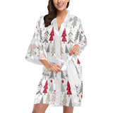 Cute Christmas tree pattern Women's Short Kimono Robe