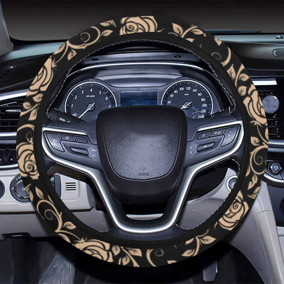 Rose Pattern Print Design 04 Car Steering Wheel Cover