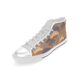 Bonsai bamboo stork japanese pattern brown theme Men's High Top Canvas Shoes White