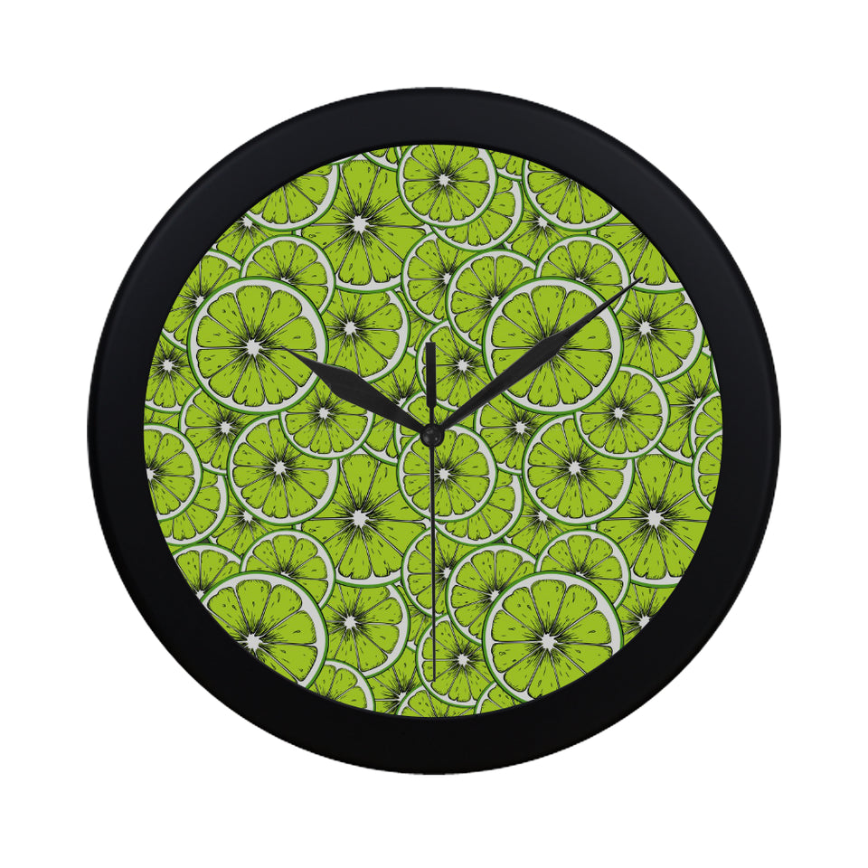 Slices of Lime design pattern Elegant Black Wall Clock