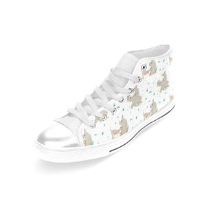 Cute Rhino pattern background Women's High Top Canvas Shoes White