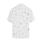 Snowflake pattern white background Men's All Over Print Hawaiian Shirt
