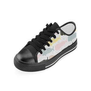 Whale dot pattern Kids' Boys' Girls' Low Top Canvas Shoes Black