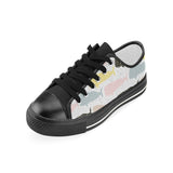 Whale dot pattern Women's Low Top Canvas Shoes Black