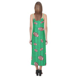 American football ball field background V-Neck Open Fork Long Dress