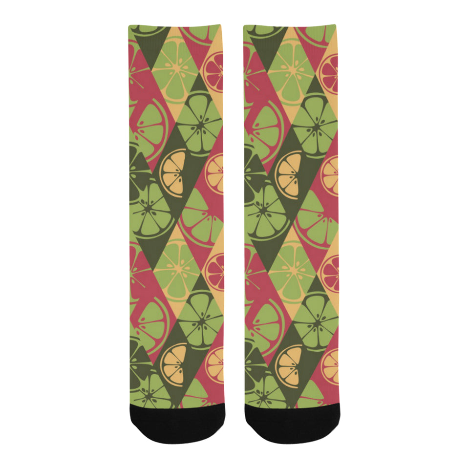 Cool Geometric lime pattern Crew Socks