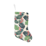 heliconia flowers, palm and monstera leaves Christmas Stocking