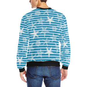 Starfish blue blackground Men's Crew Neck Sweatshirt