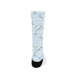 Dolphin blue striped background Crew Socks