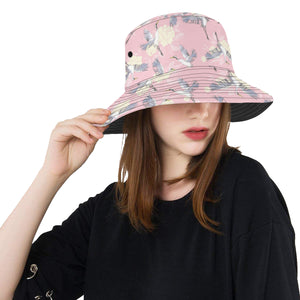 Japanese crane rose pattern Unisex Bucket Hat