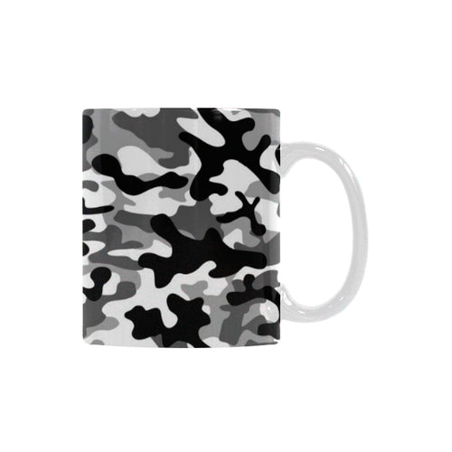 Black white camouflage pattern Classical White Mug (Fulfilled In US)