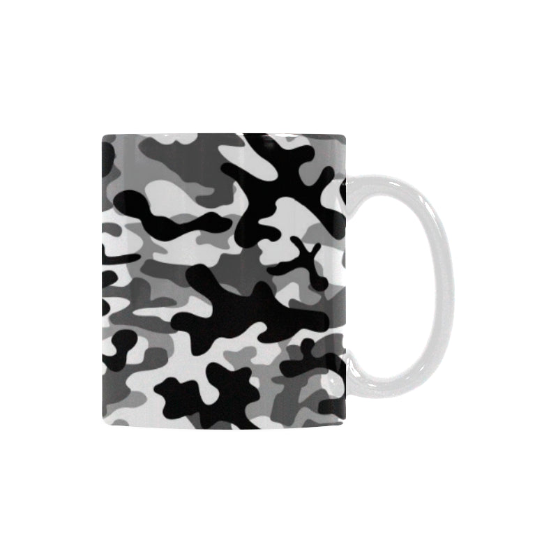 Black white camouflage pattern Classical White Mug (Fulfilled In US)