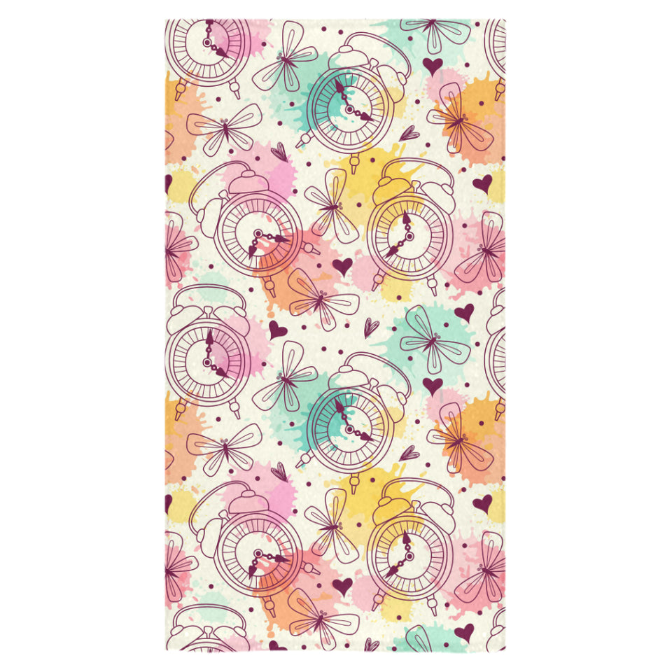 Clock butterfly pattern Bath Towel