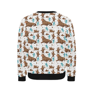 sea lion Seals jellyfish pattern Men's Crew Neck Sweatshirt