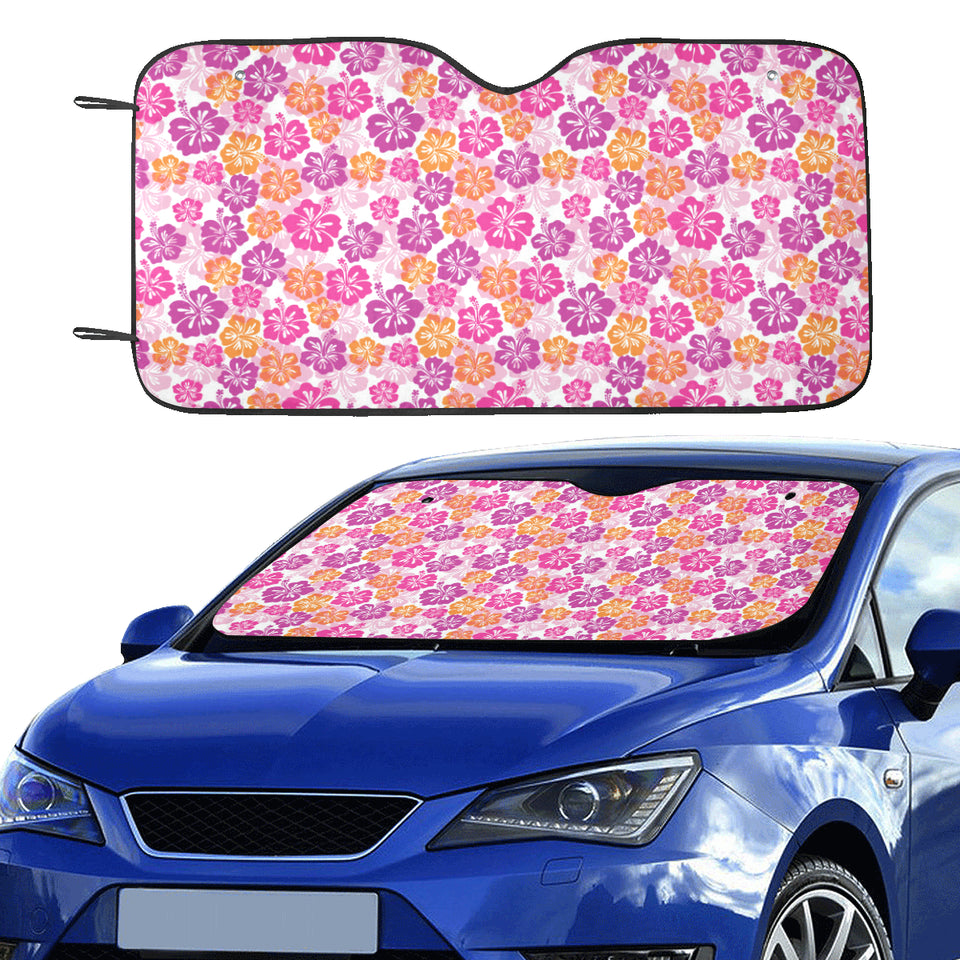Hibiscus Pattern Print Design 01 Car Sun Shade