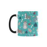 Christmas cute siberian husky puppie pattern Morphing Mug Heat Changing Mug