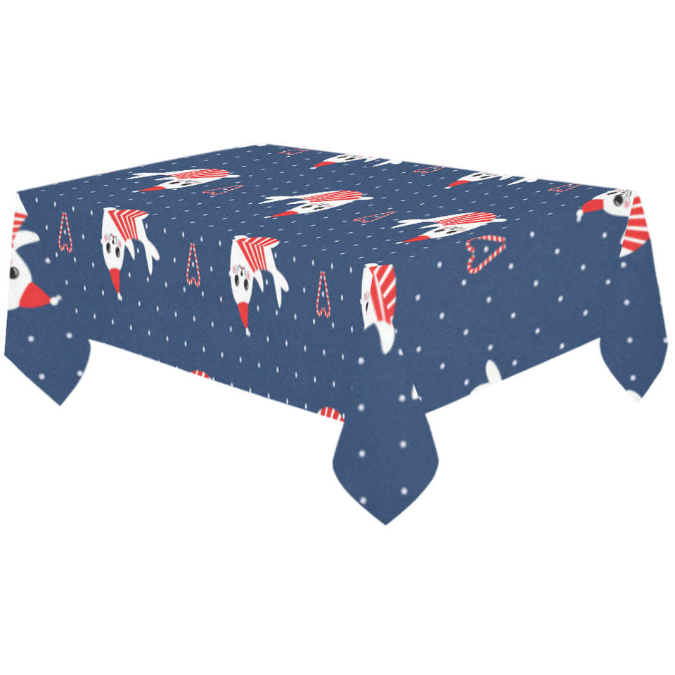 Cute sea lion seal christmas hat candy cane heart Tablecloth