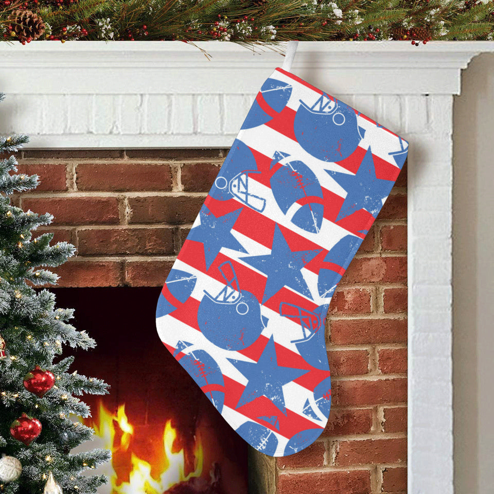 American football ball star stripes pattern Christmas Stocking