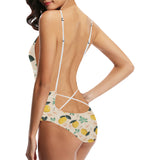 lemon flower leave pattern Women's One-Piece Swimsuit